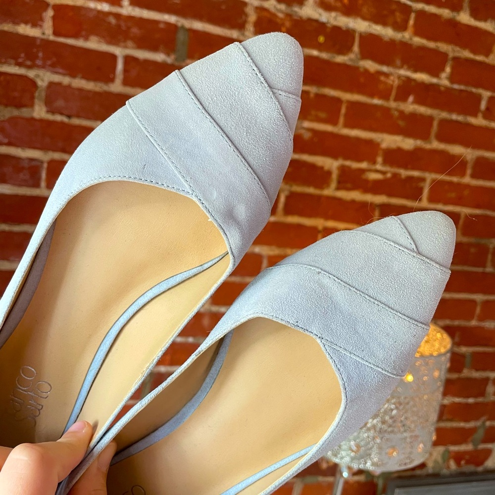 Baby blue suede Franco Sarto flats. Never worn!